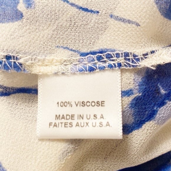 Blue Floral Blouse MISA Los Angeles Vyvienne Floral Tie-Neck Blouson Top small - Picture 11 of 14